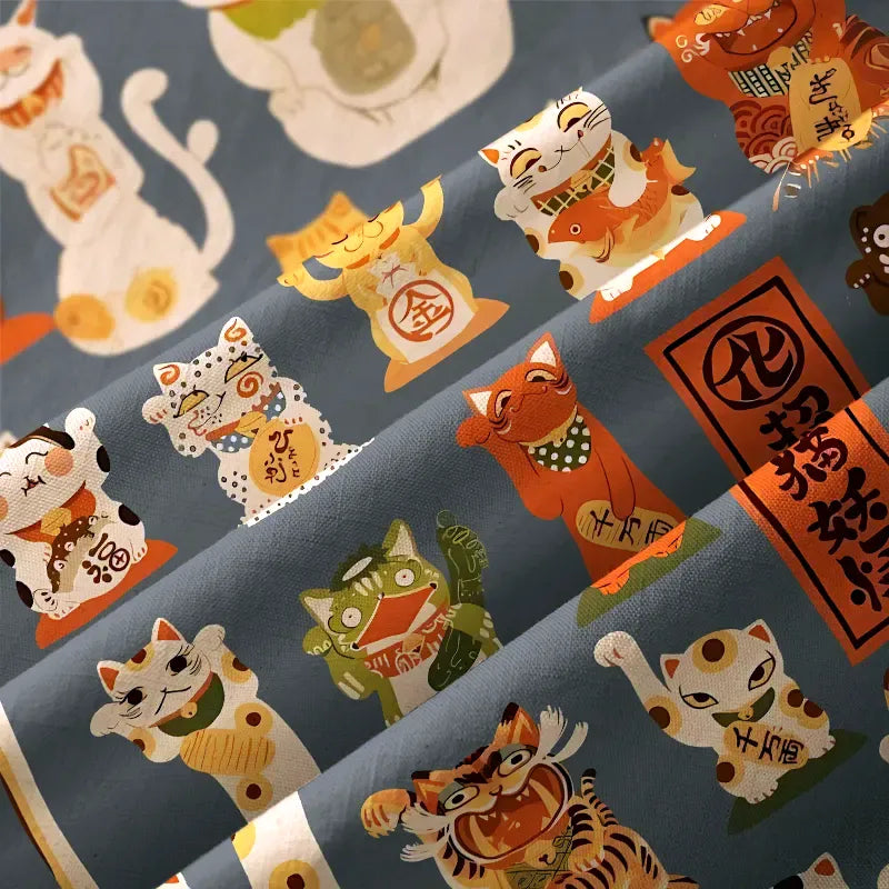 Unisex Soft Cotton Lucky Cats Button-up Shirt