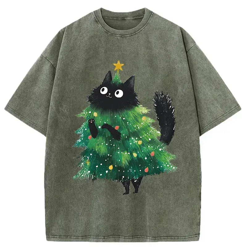 washed cotton cat t-shirt gift for her