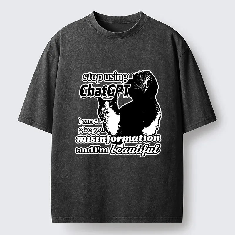 Kyoto-Lion Stop Using Chatgpt Washed T-Shirt