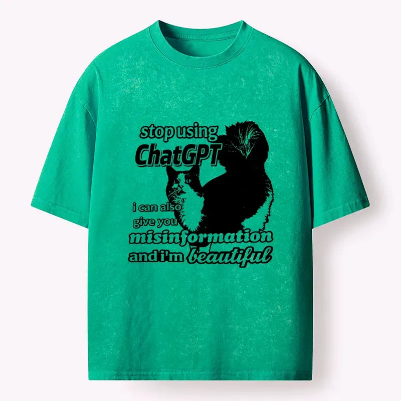 Kyoto-Lion Stop Using Chatgpt Washed T-Shirt