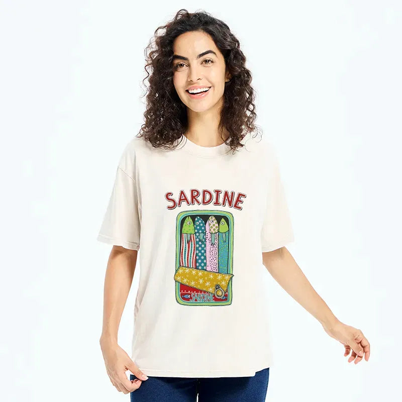 Washed Ukiyo-e T-Shirt for Summer