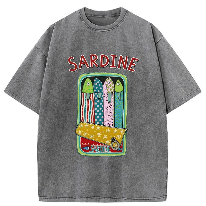 Washed Ukiyo-e T-Shirt for Summer