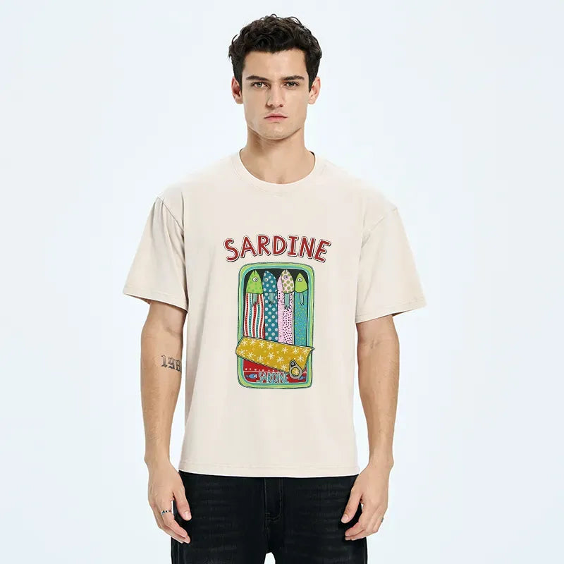 Washed Ukiyo-e T-Shirt for Summer