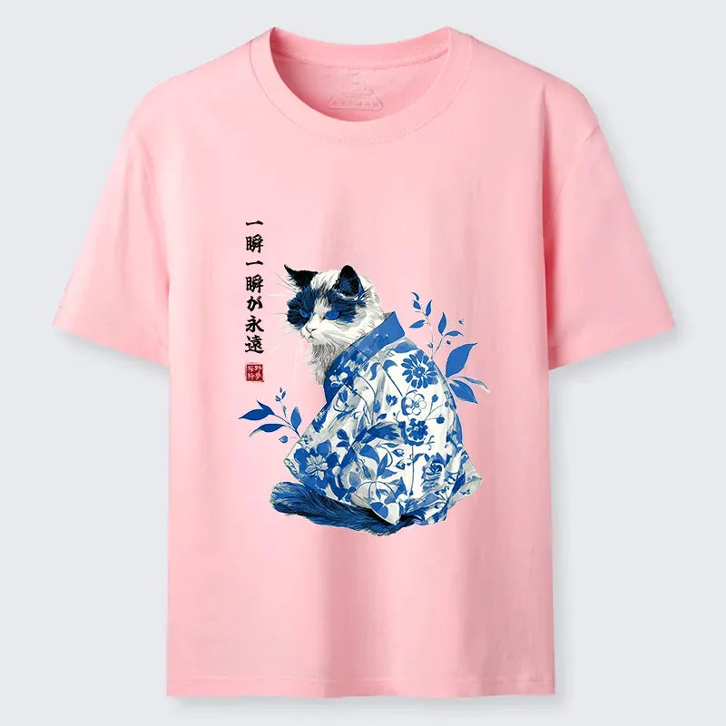 Japanese Cat T-Shirt for Daily Wear