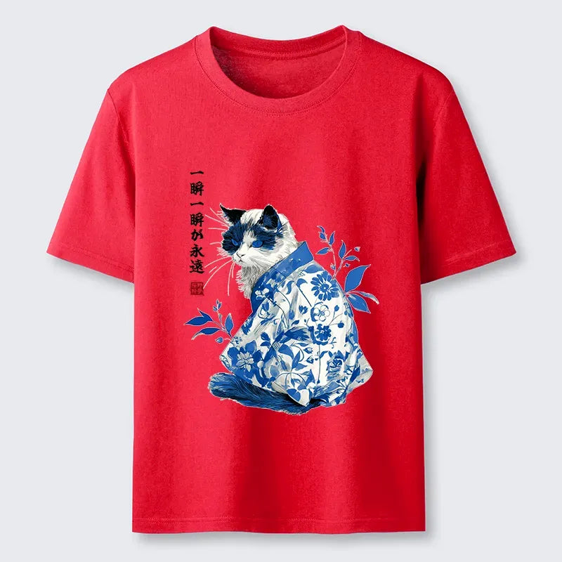 Japanese Cat T-Shirt for Daily Wear