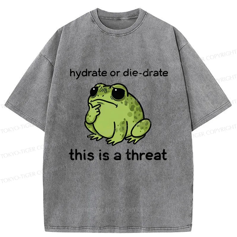 Kyoto-Lion Thinking Frog Meme Washed T-Shirt