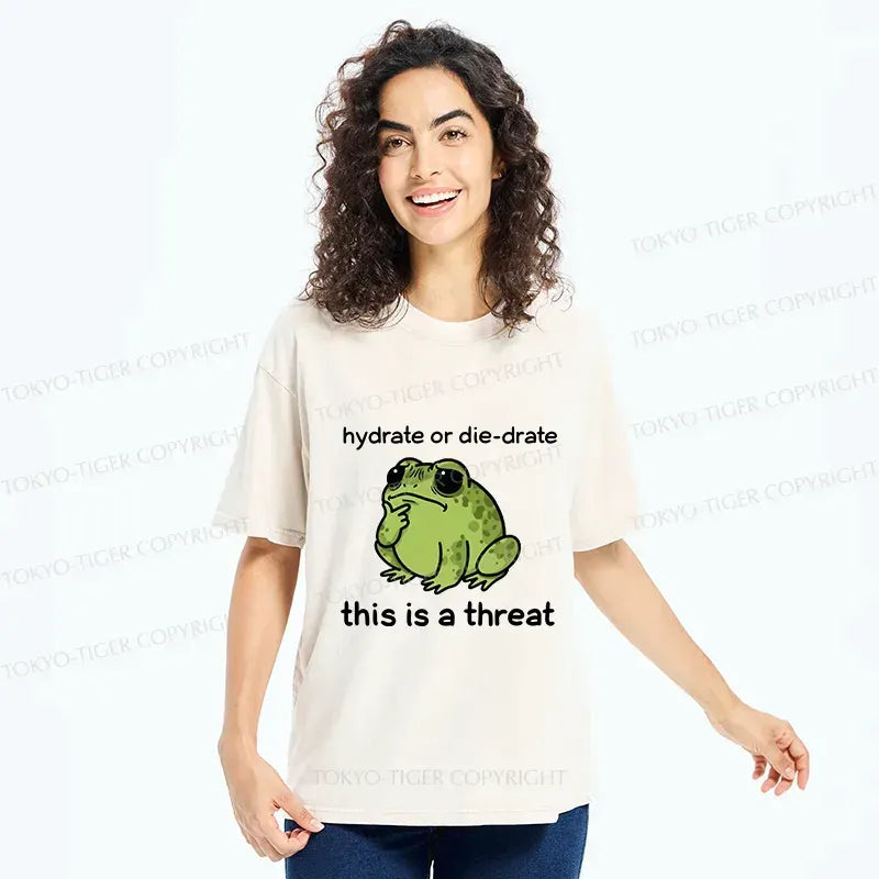 Kyoto-Lion Thinking Frog Meme Washed T-Shirt