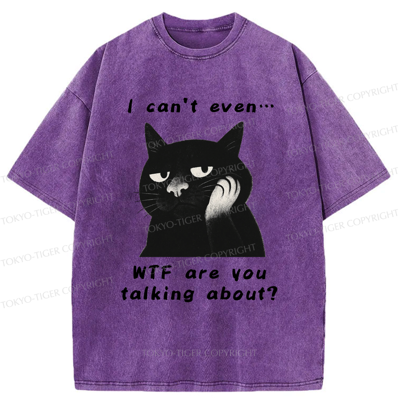 Washed Speechless Cat Tee for Daily Wear