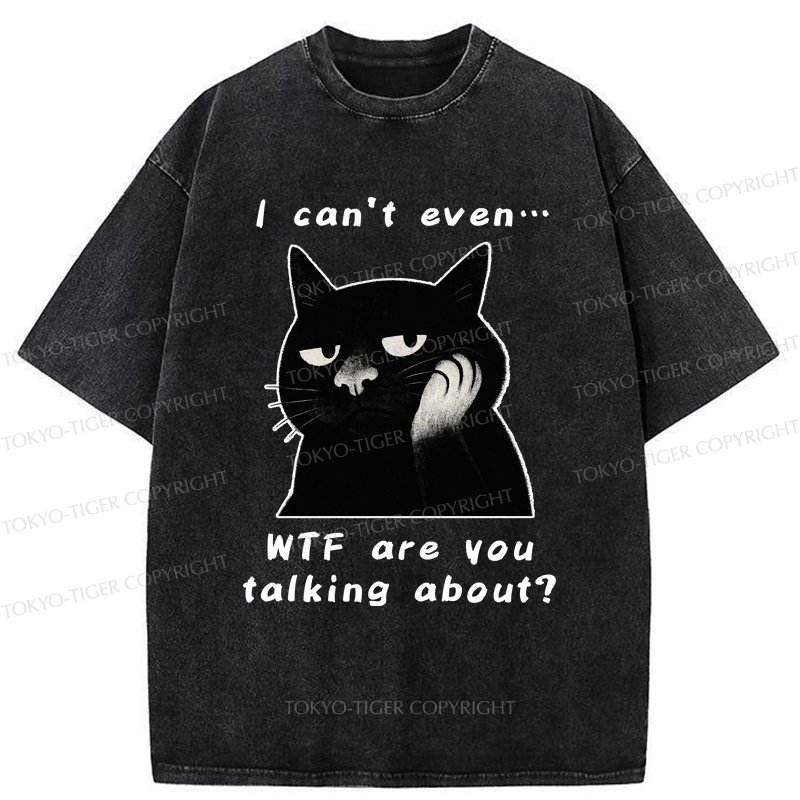 Washed Speechless Cat Tee for Daily Wear