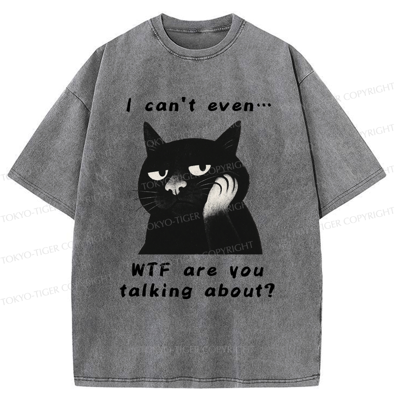 Washed Speechless Cat Tee for Daily Wear