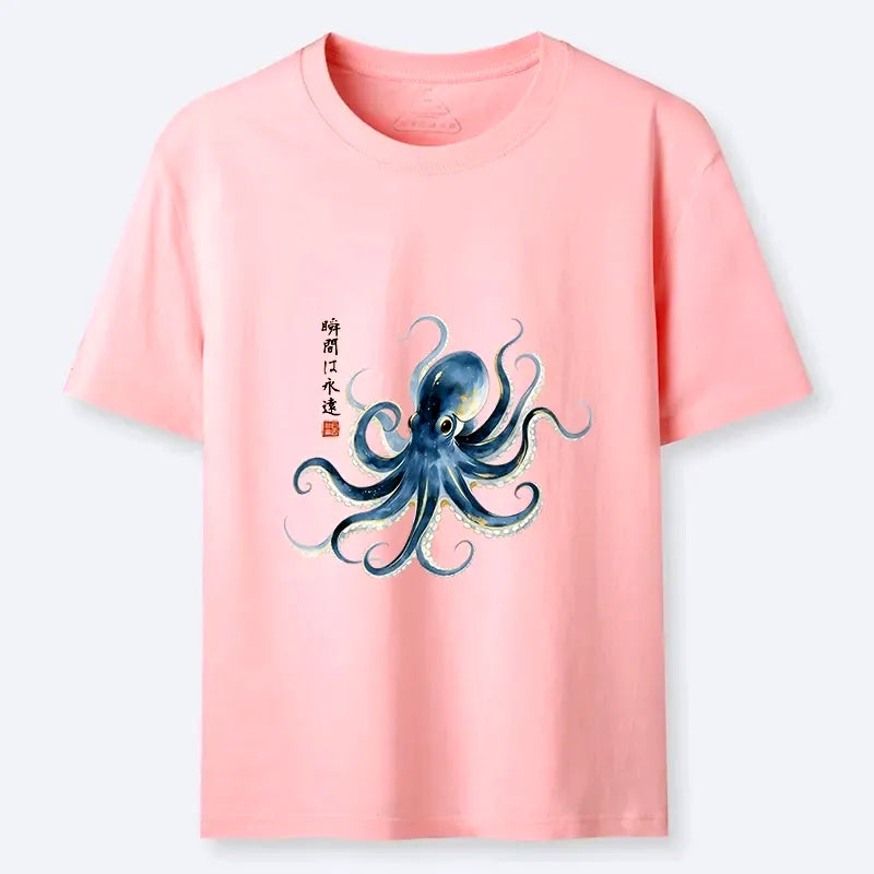 Japanese blue octopus t-shirt