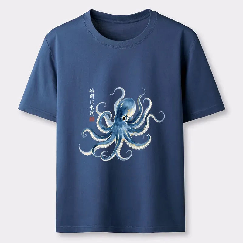 Japanese blue octopus t-shirt