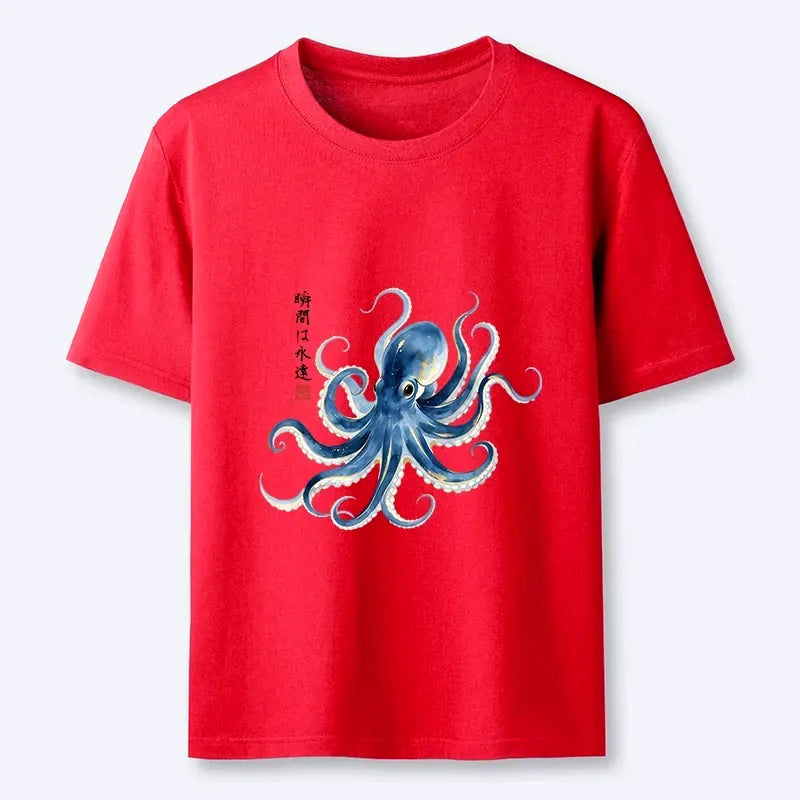 Japanese blue octopus t-shirt