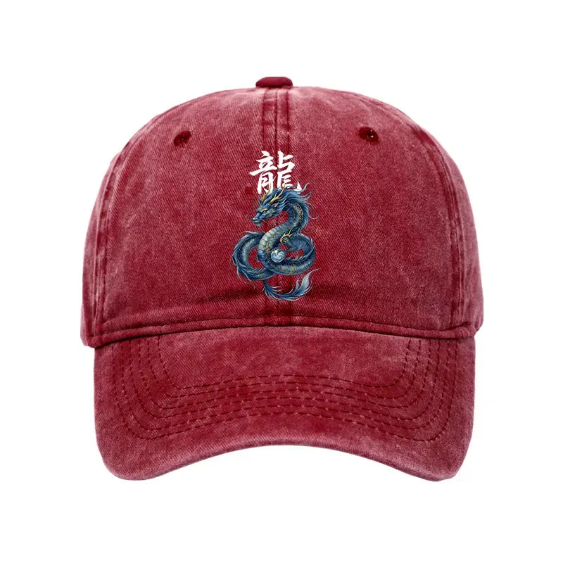 Kyoto-Lion Mythic Blue Dragon Washed Cap