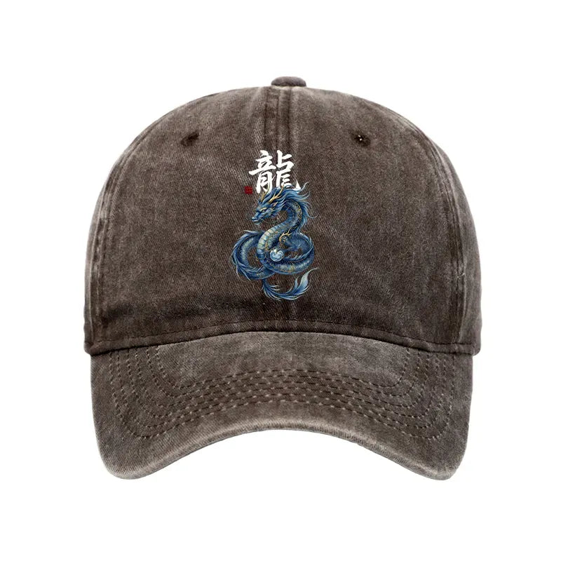 Kyoto-Lion Mythic Blue Dragon Washed Cap