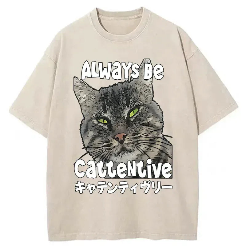 funny washed japanese cat t-shirt