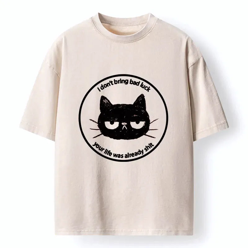 Kyoto-Lion black cat washed t-shirt