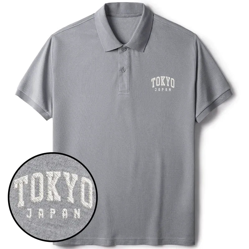 Japanese embroidered polo shirt for daily wear