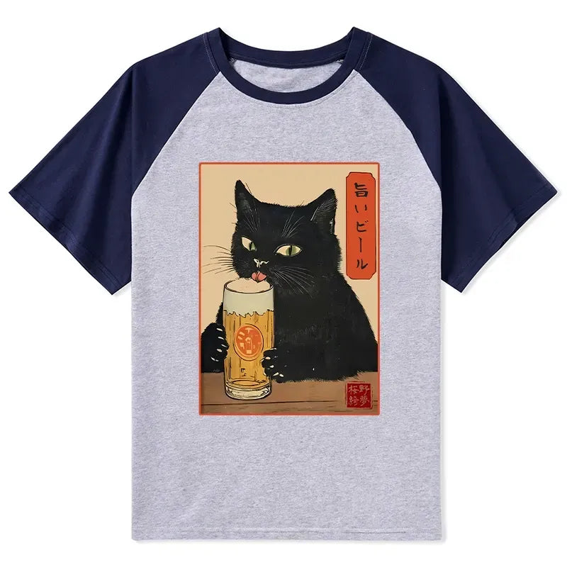 Best seller Japanese cat raglan tee