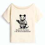 Kyoto-Lion Funny Possum Samurai Off Shoulder T-Shirt