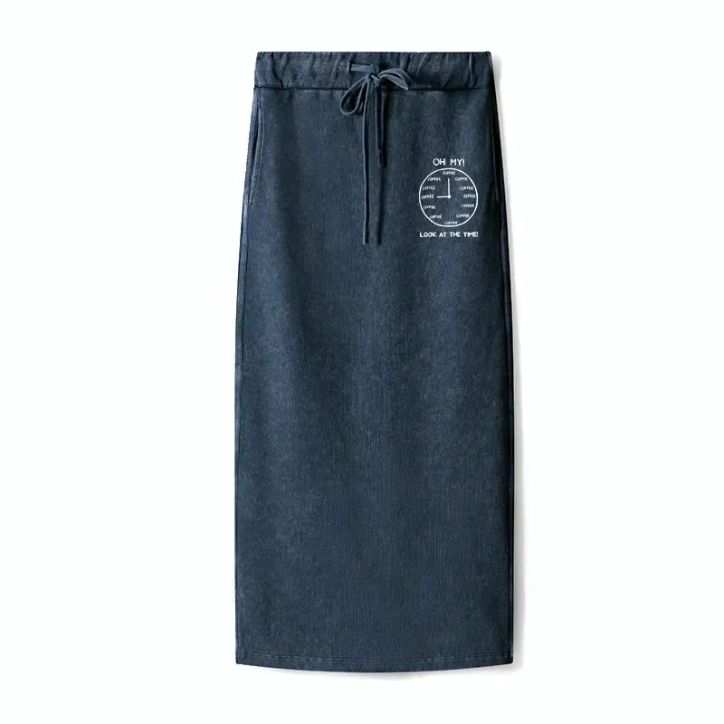 Soft cotton terry skirt with Japanese culture