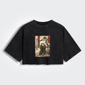 Kyoto-Lion Samurai Frog Training Women's Washed Crop T-Shirt