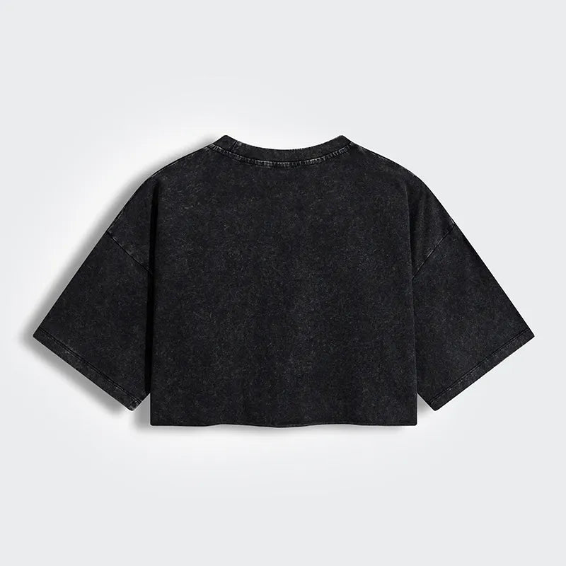 Kyoto-Lion Samurai Frog Training Women's Washed Crop T-Shirt