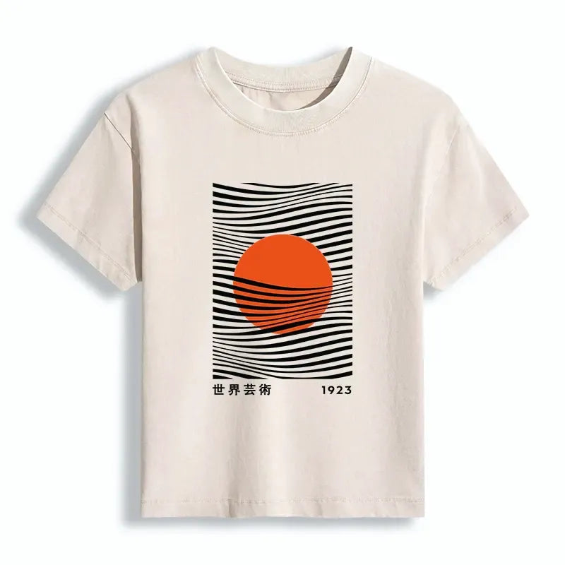 Kyoto-Lion Minimalist Art Sun Women's Washed T-shirt