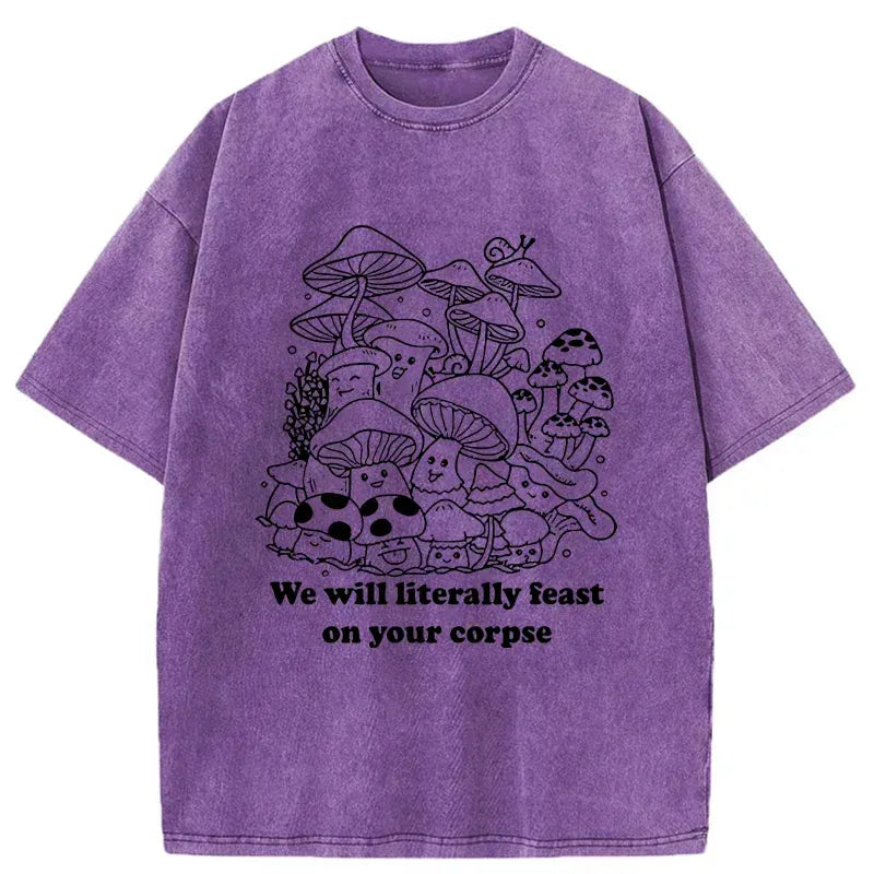 Kyoto-Lion Funny Mushroom Washed T-Shirt