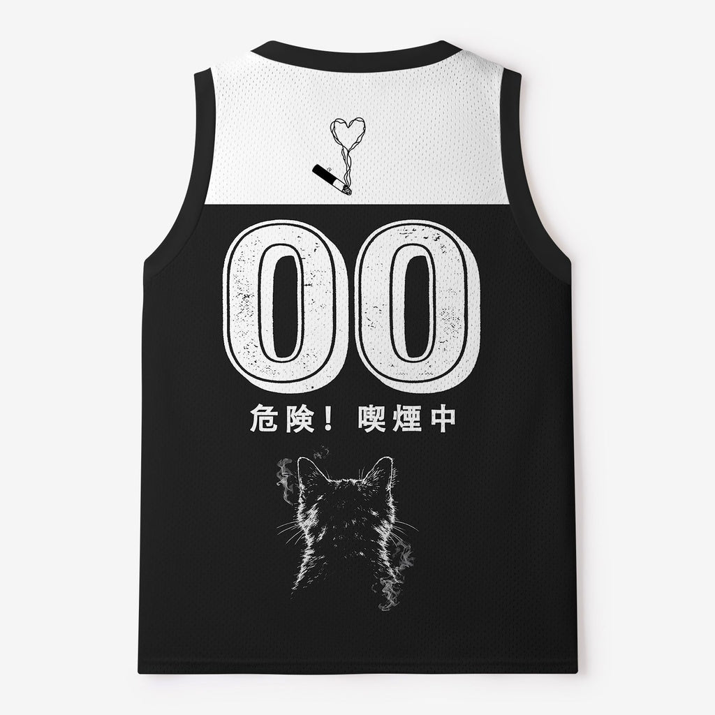 Kyoto-Lion Retro Cat Smoking Mesh Tank Top