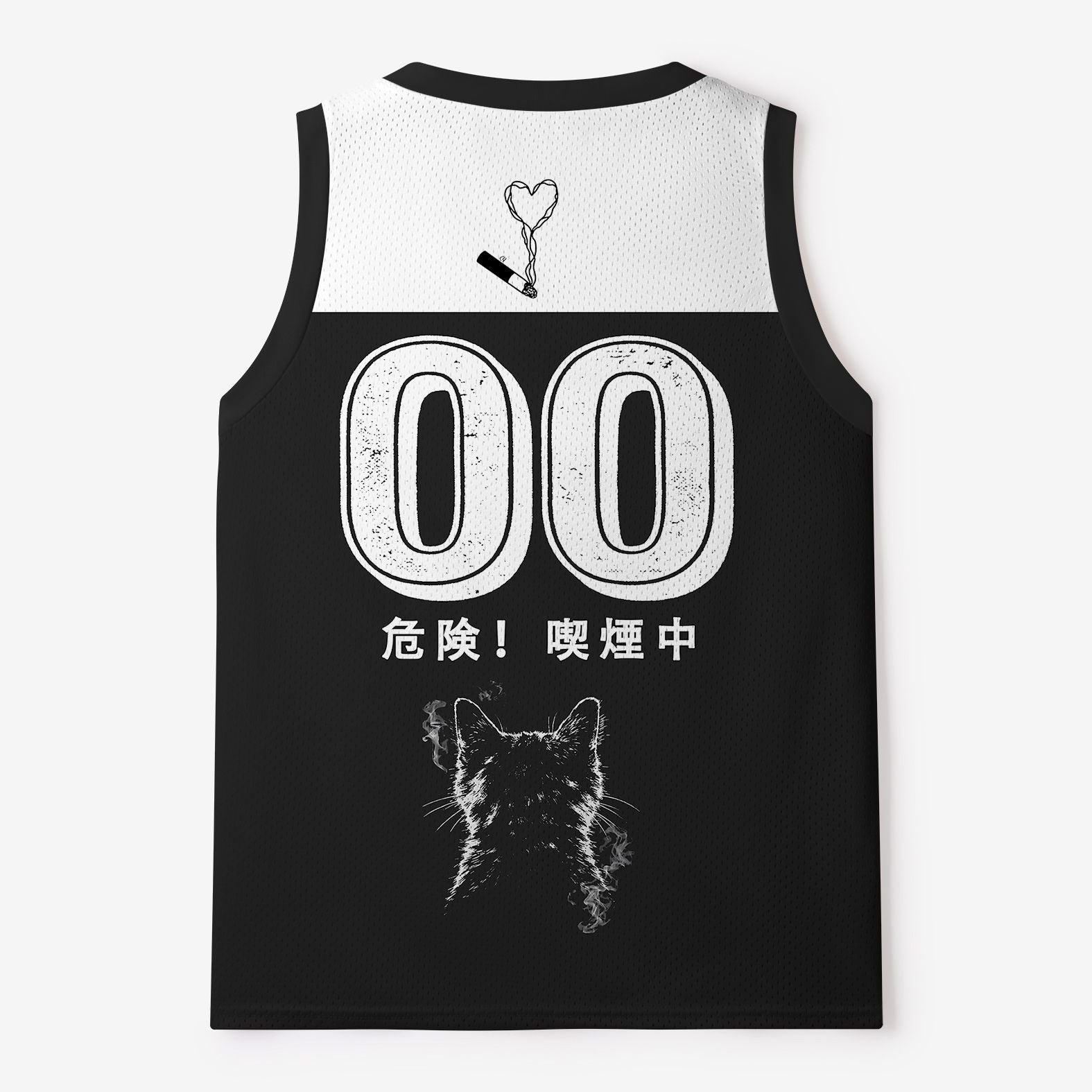 Kyoto-Lion Retro Cat Smoking Mesh Tank Top