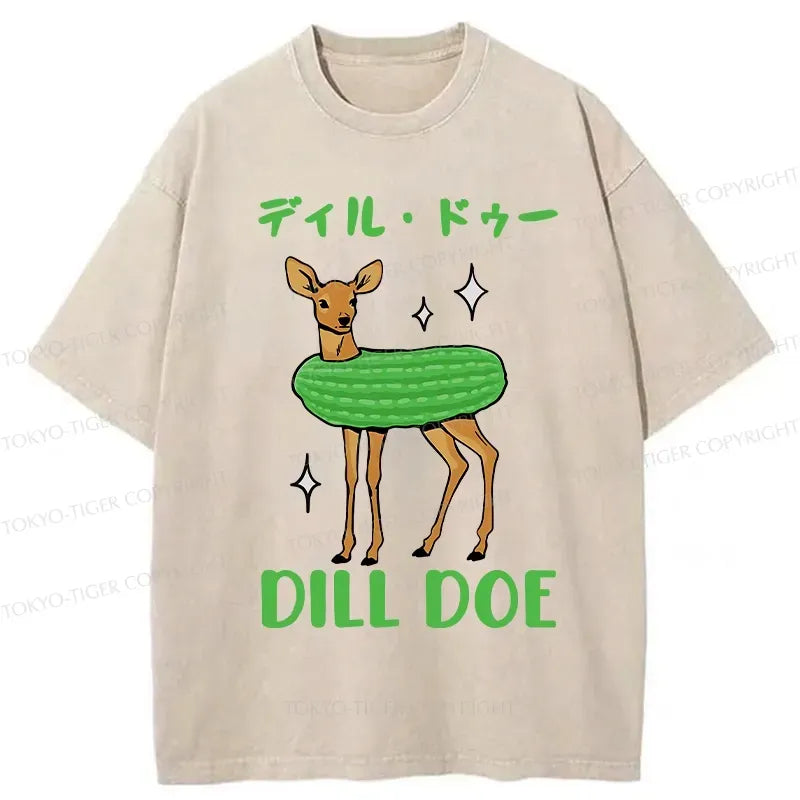 Kyoto-Lion Dill Doe Funny Washed T-Shirt