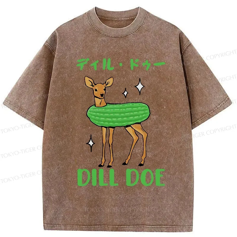 Kyoto-Lion Dill Doe Funny Washed T-Shirt