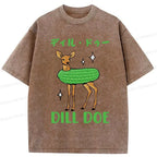 Kyoto-Lion Dill Doe Funny Washed T-Shirt