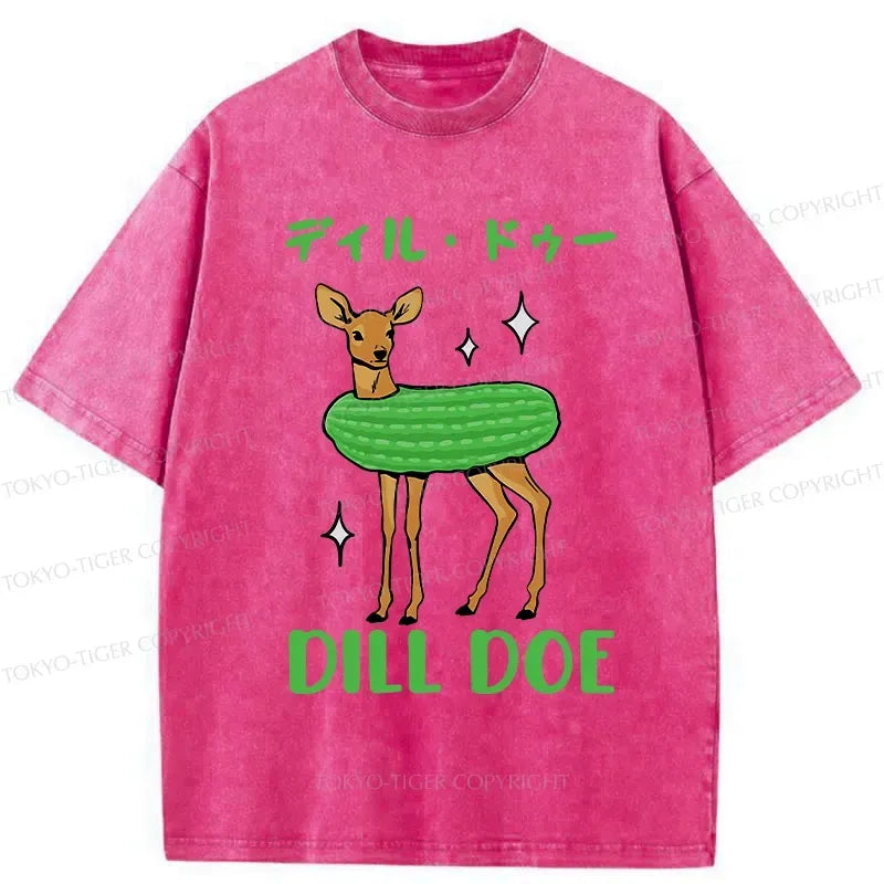 Kyoto-Lion Dill Doe Funny Washed T-Shirt