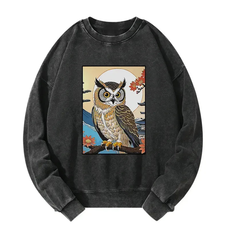 Vintage Kyoto Owl Ukiyo-e Sweatshirt on Sale