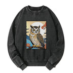 Vintage Kyoto Owl Ukiyo-e Sweatshirt on Sale