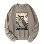 Kyoto-Lion Owl Ukiyo-e Washed Sweatshirt