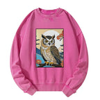 Kyoto-Lion Owl Ukiyo-e Washed Sweatshirt