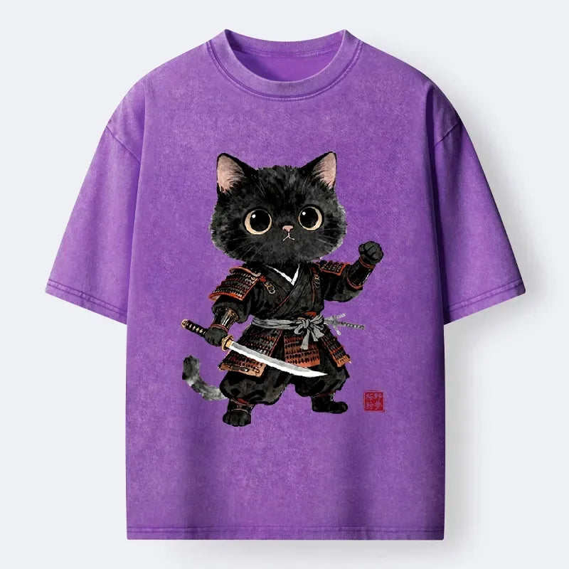 Japanese Samurai Black Cat Tee
