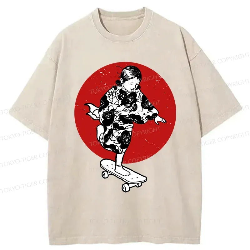 Japanese Kid Skateboard Washed T-Shirt