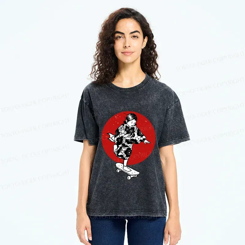 Japanese Kid Skateboard Washed T-Shirt