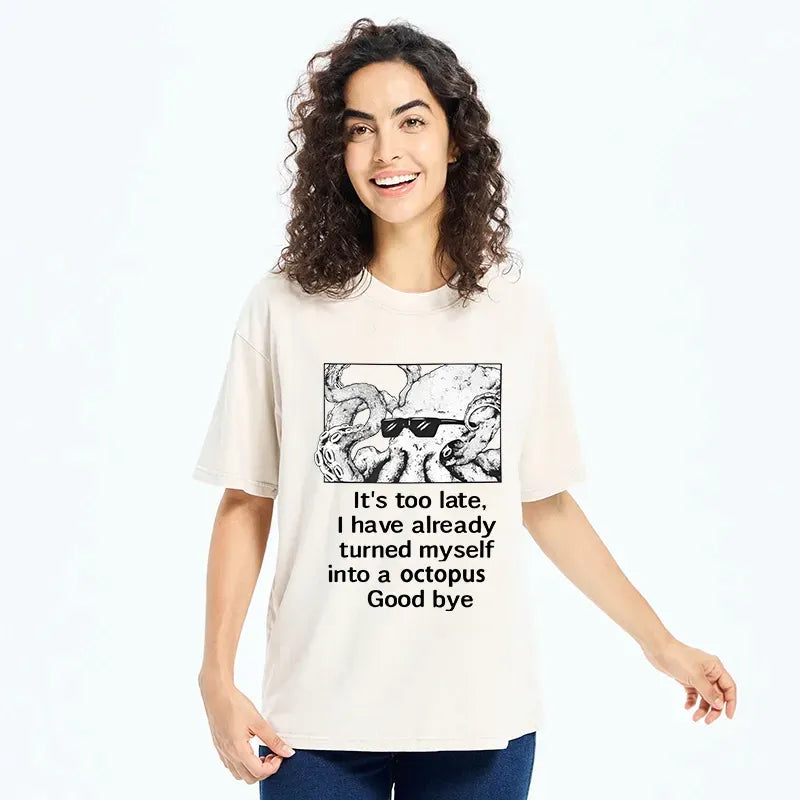 Kyoto-Lion Octopus Meme I Disappeared Completely Washed T-Shirt
