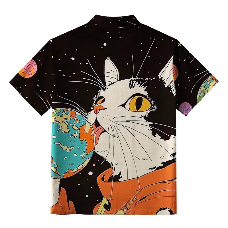 Astronaut Cat Licks Earth Shirt Gift Idea