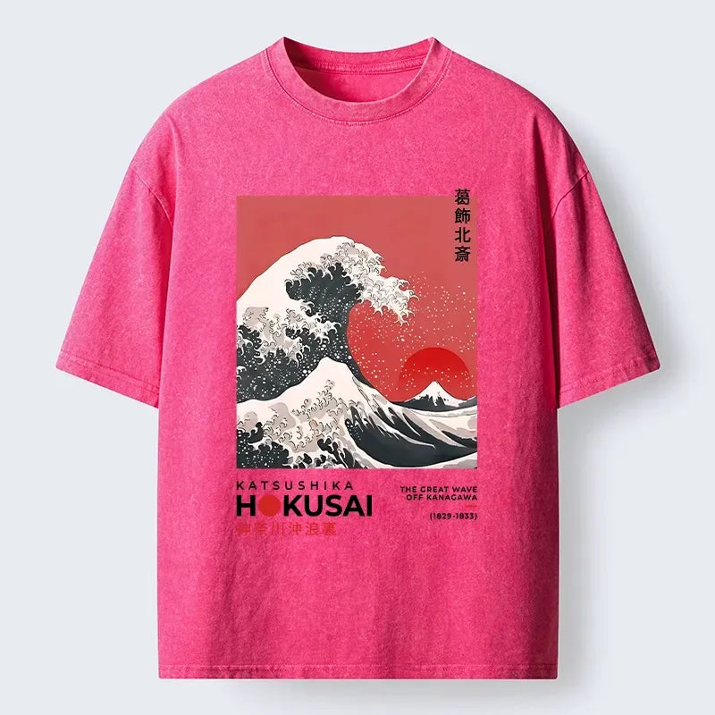 Kyoto-Lion Mount Fuji Beneath The Wave Washed T-Shirt