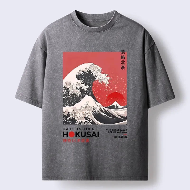 Japanese Vintage Washed T-Shirt for Daily Wear