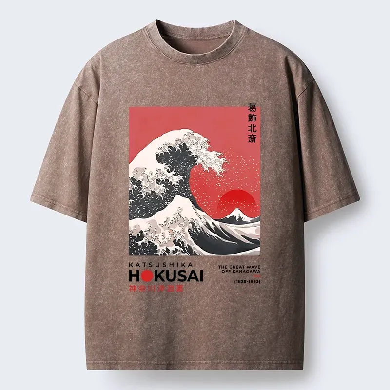 Japanese Vintage Washed T-Shirt for Daily Wear