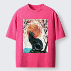 Kyoto-Lion Black Cat Sakura Washed T-Shirt