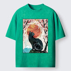 Black Cat Sakura T-Shirt Casual Streetwear Style