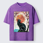 Black Cat Sakura T-Shirt Casual Streetwear Style